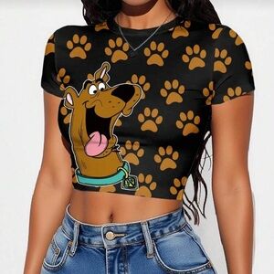 Scooby-Doo Black and Brown Dog Paw Print T-Shirt